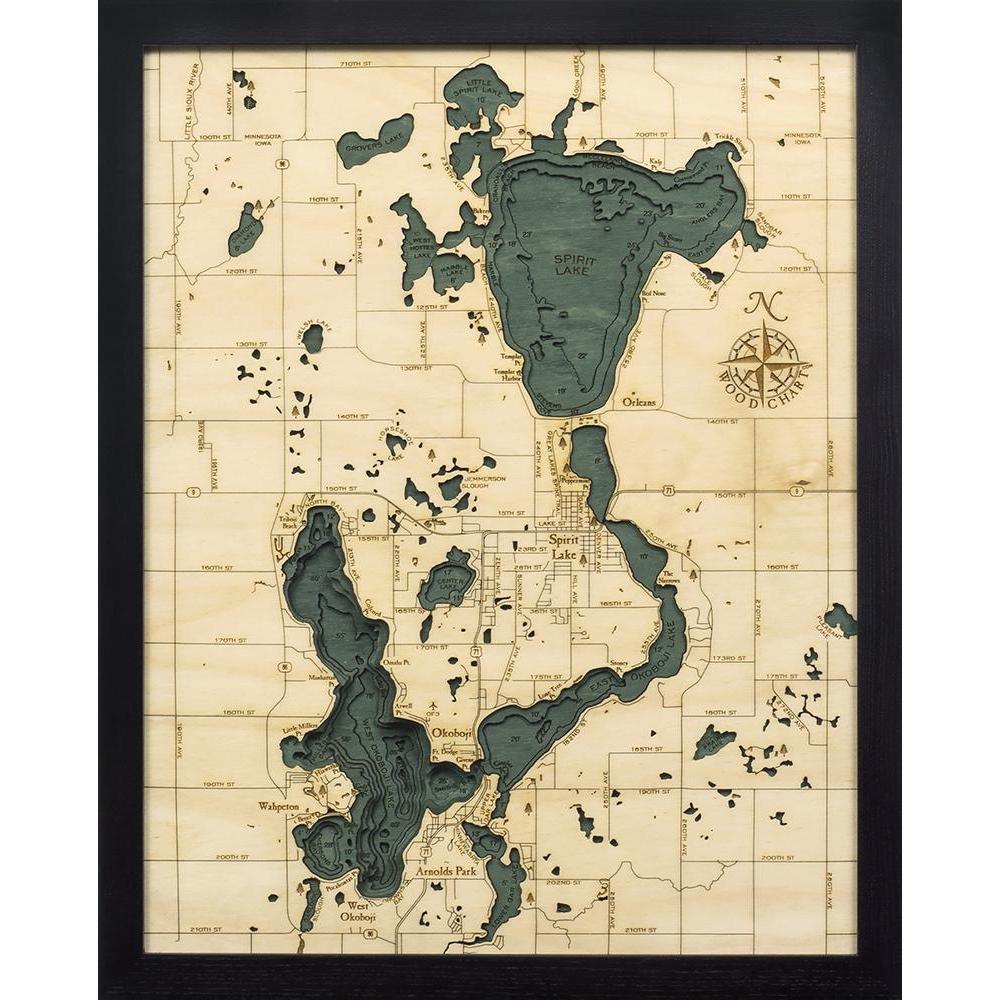 Michael Enterprises Inc./Worldchart.com WOOD CHART - Lake Okoboji and Spirit Lake Wood Chart