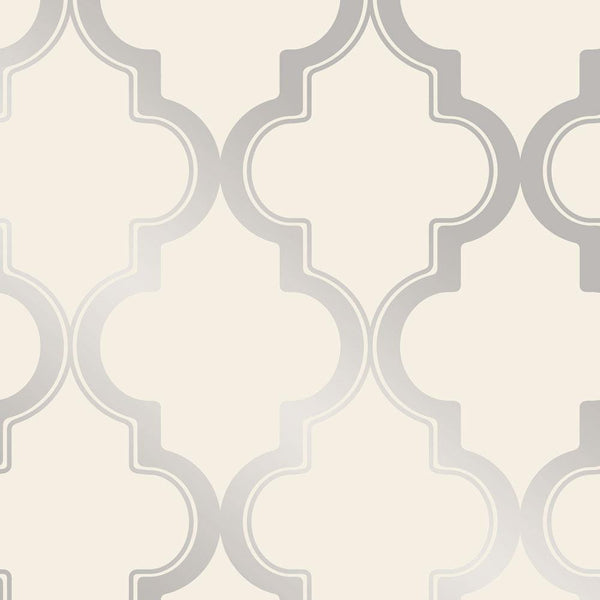 Tempaper Designs LIFESTYLE - Marrakesh Cream & Metallic Silver Peel and Stick Wallpaper