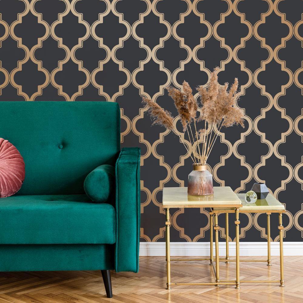 Tempaper Designs LIFESTYLE - Marrakesh Midnight & Metallic Gold Peel and Stick Wallpaper