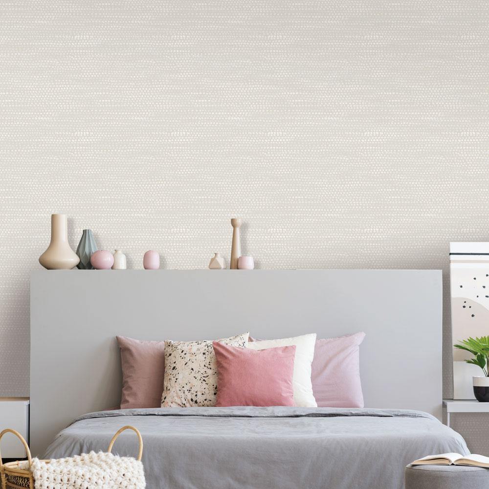 Tempaper Designs LIFESTYLE - Moire Dots Pearl Grey Peel and Stick Wallpaper