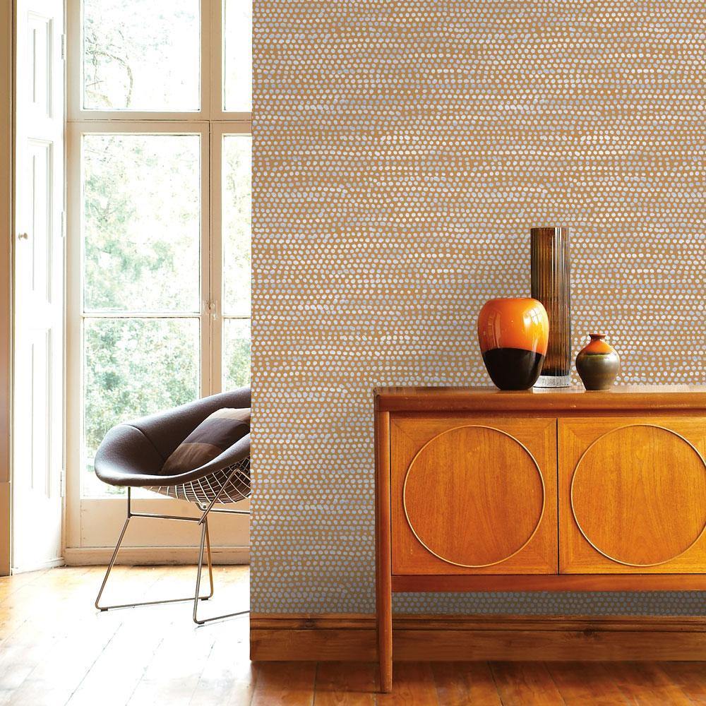 Tempaper Designs LIFESTYLE - Moire Dots Toasted Turmeric Peel and Stick Wallpaper