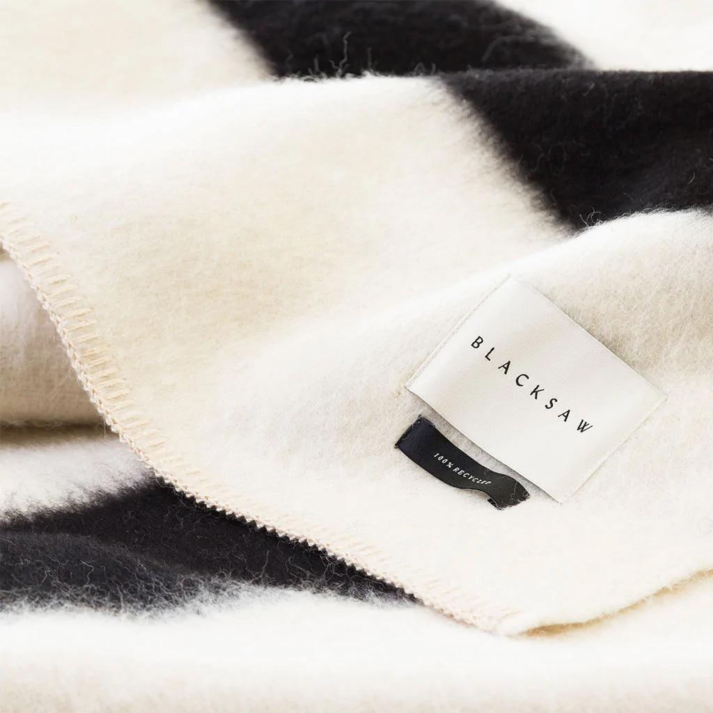 BLACKSAW TEXTILES - The Siempre Recycled Blanket - Ivory with Black Stripe