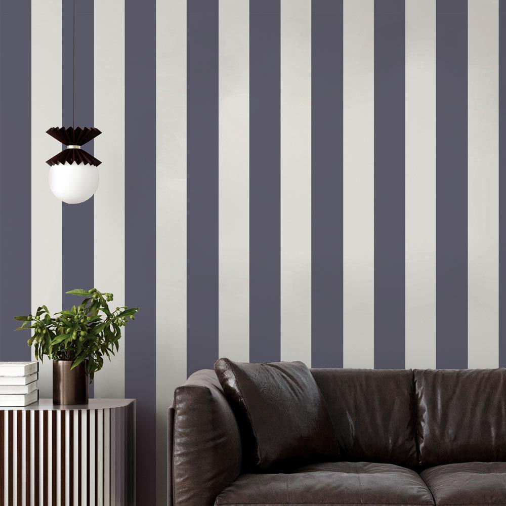 Tempaper Designs LIFESTYLE - Stripe Navy & Light Grey Peel and Stick Wallpaper