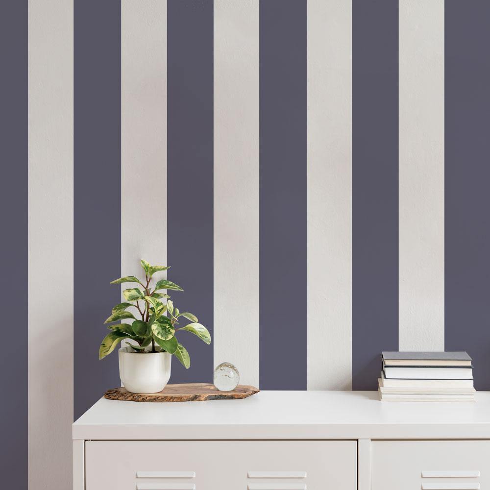 Tempaper Designs LIFESTYLE - Stripe Navy & Light Grey Peel and Stick Wallpaper