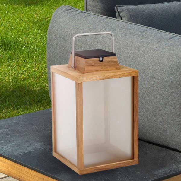 Les Jardins LIGHTING - Tradition Teak Solar Powered Outdoor Lantern