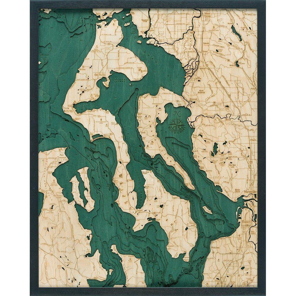 Michael Enterprises Inc./Worldchart.com WOOD CHART - Whidbey and Camano Islands Wood Chart