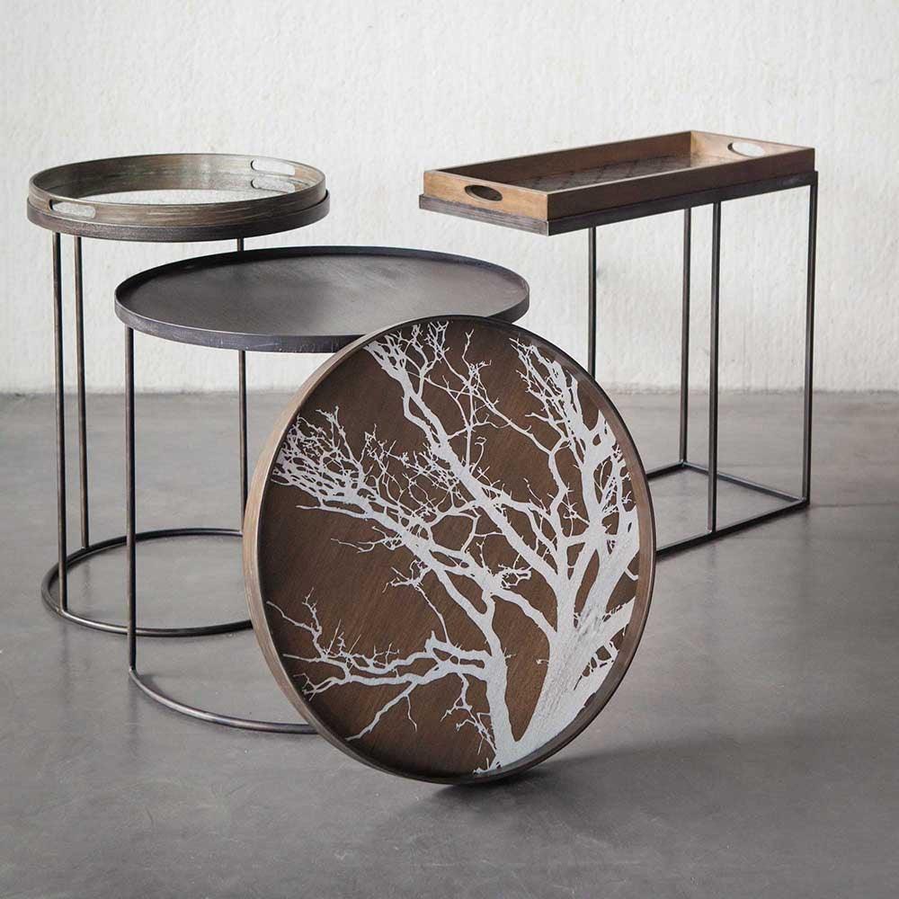 Notre Monde (Ethnicraft) DECORATIVE - White Tree Large Round Wooden Tray