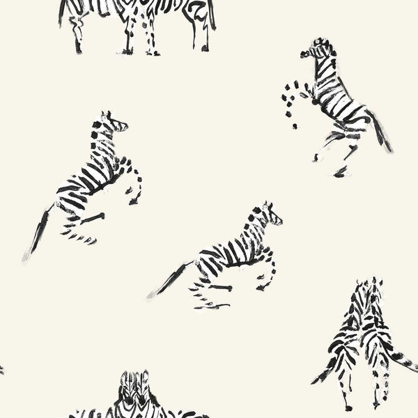 Tempaper Designs LIFESTYLE - Zebras In Love White Peel and Stick Wallpaper